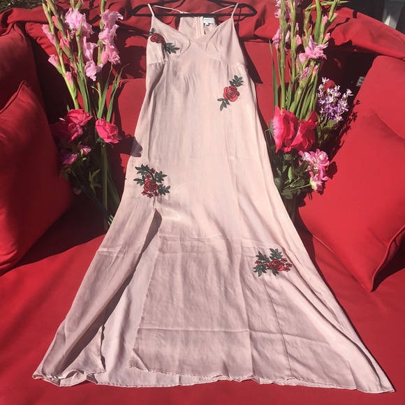 Slip Dress Maxi Champagne Floral Maxi Dress NWOT Medium Brunch Dress - Picture 4 of 8